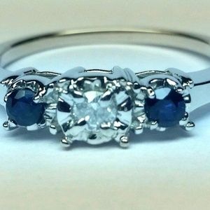 NYJEWELZ Jewelry - THREE STONE DIAMOND BLUE SAPHIRE RING BRAND NEW NYJEWELZ Jewelry - THREE STONE DIAMOND BLUE SAPHIRE RING BRAND NEW
